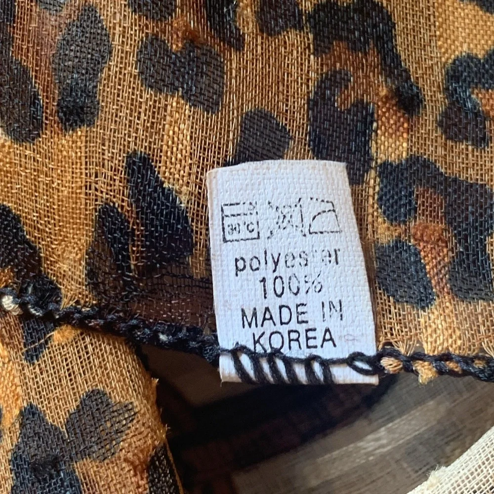 Vintage Leopard Print Polyester Scarf EUC